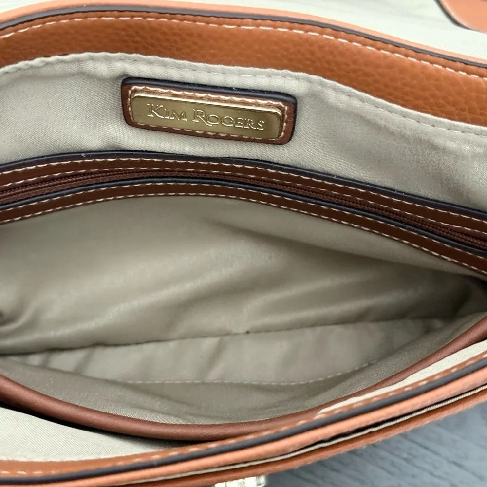 Kim Rogers Fold Over Crossbody Shoulder Handbag Tan / Brown